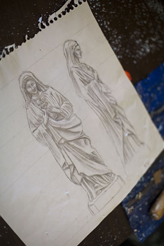 Mary sculpture drafting