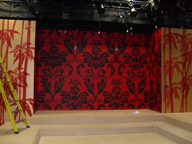 complete red and black and palm tree wall