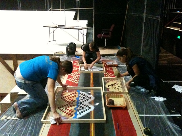 Stenciling the small carpet