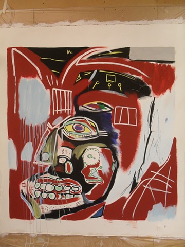 Reproduction of Basquiat Case by Jean-Michel Basquiat 6' x 6'