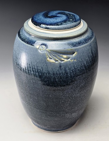 Blue Spiral Egg Jar