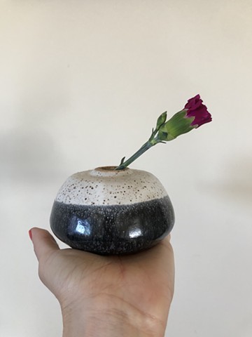 black dipped specked bubble vase