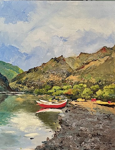 Idaho river cruise boat at the end of the day 
