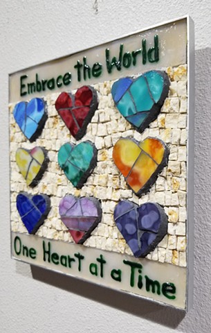 David Chidgey, Tree of Life Synagogue, Memorial, Hearts, Embrace the world, One heart at a time, mosaic