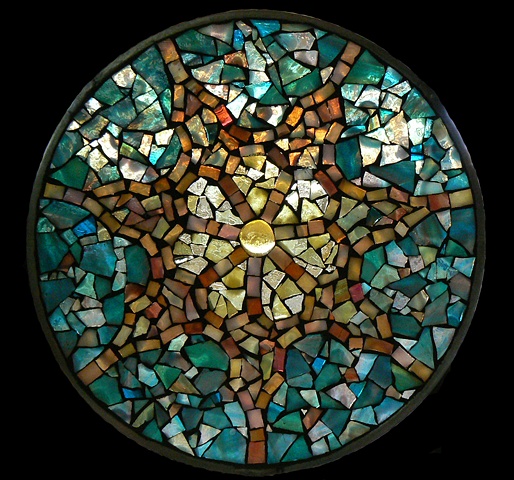 Stained Glass Mosaic Mandala Sunset Star by David Chidgey