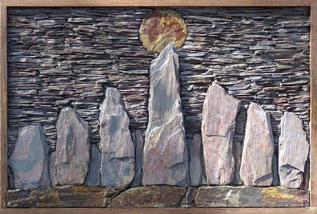 Stones, megalith, Ales stenar, Sweden, slate, slate art, mosaics, slate mosaics