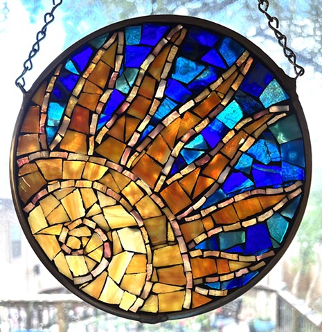 Stained Glass Mosaic Mandala Sunburst by Amy Cohn