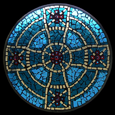 Stained Glass Mosaic Mandala Celtic Cross by David Chidgey