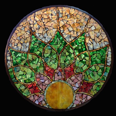 Sacred Moon
Stained Glass Mosaic
13.25 diameter