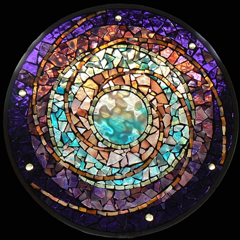 Stained Glass Mosaic Mandala Water Planet by David Chidgey