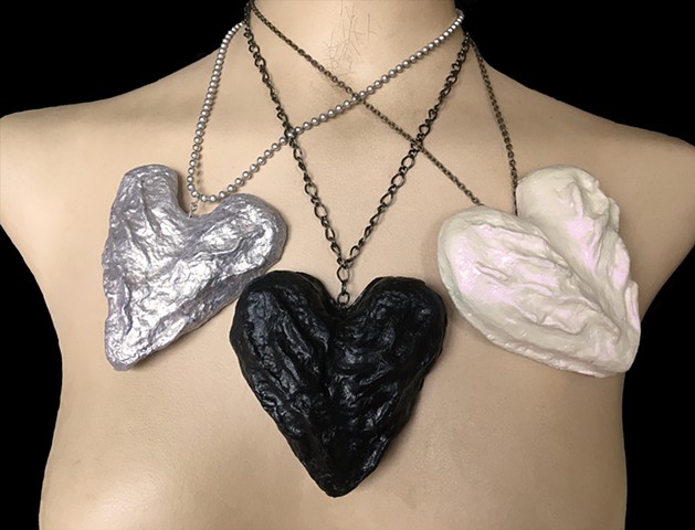 Heart Handmade Paper Necklace & Brooch