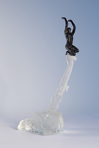 Dancer cast glass figure sculpture