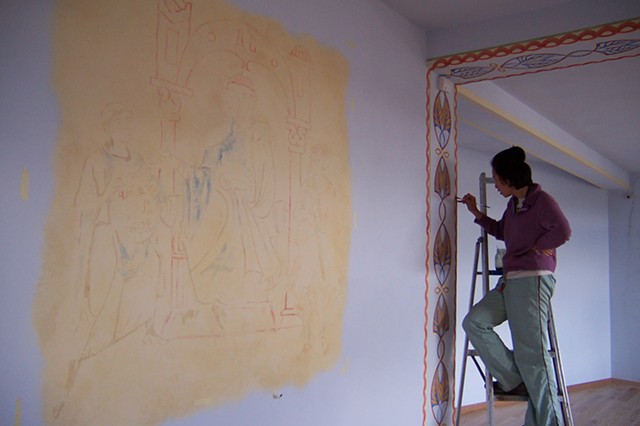 Painting Frassinoro Castle in Frassinoro, Italy