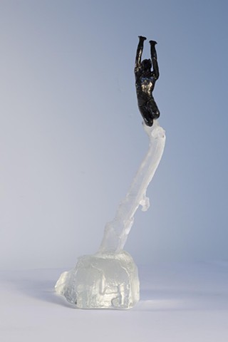 Figure sculpture cast glass dancer