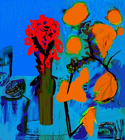 Digital, print, drawing, archival, still life, flowers