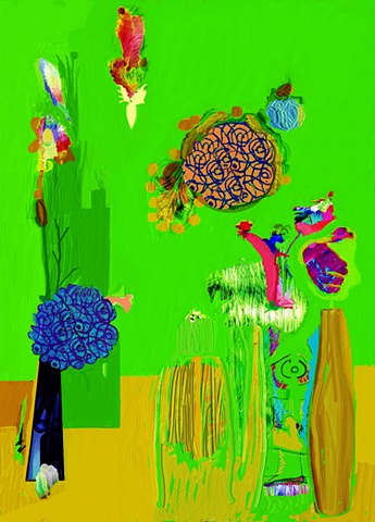 Digital, print, drawing, archival, still life, flowers