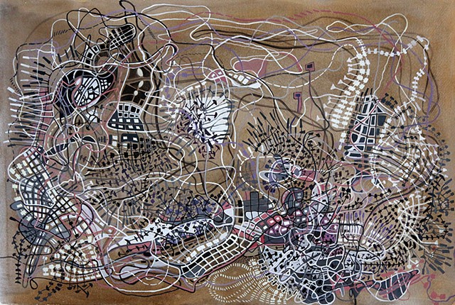 Abby Goldstein
Broken Boundaries, no. 2, 2015, mixed media on walnut ink stained paper, 20 x 16.5 inches