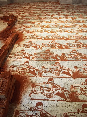 Kang Ya-Chu - Dirt Carpet #4- Massive Manufacturing, 2017, bricks, wasted brick ash, Chittagong, Bangladesh