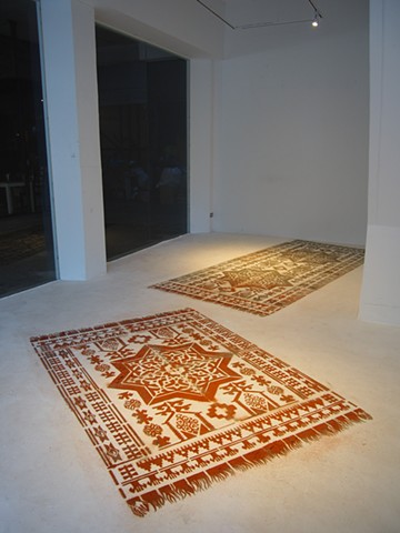 Kang Ya-Chu - Dirt Carpet #3 (Taichung & Istanbul), 2017, cement powder, brick, Istanbul & Taichung, Location: Black and White Gallery, Taichung, Taiwan