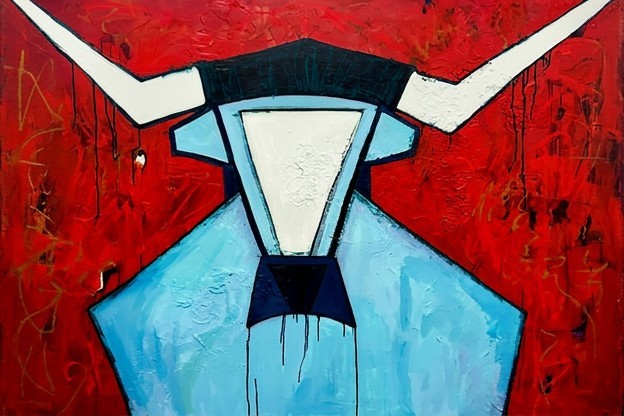 Reversed Five of Cups  – Original Mixed Media Painting by Suzie Collins