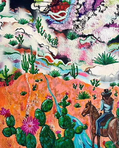 Reversed Five of Cups  – Original Mixed Media Painting by Suzie Collins