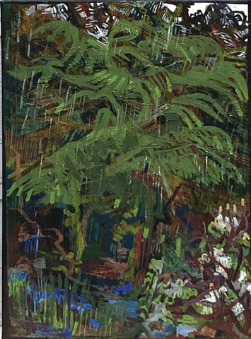 katsura tree in the rain 