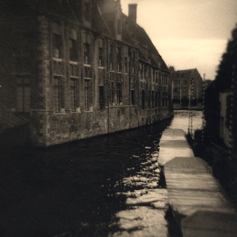 sepia toned photograph taken with plastic toy Diana camera, Bruges, Belgium. 