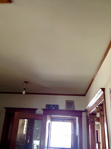 circa 1920 Craftsman ceiling foyer after  plaster and final finishes 
