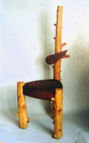  Unique "Cave Chair"... peeled pine hand shape Cherry... one of a kind