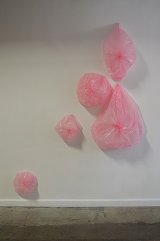pink bubblewrap sculpture installation breasts by Robyn LeRoy-Evans New Orleans Guts & Vigor