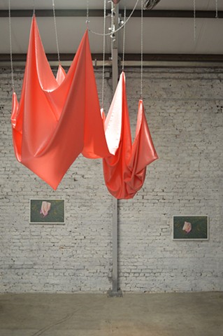 pink satin drapery installation photography by Robyn LeRoy-Evans New Orleans Guts & Vigor 