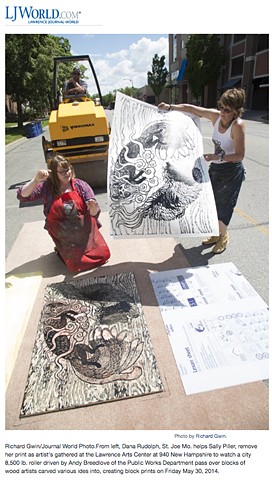 Artists utilize steamroller in large-scale printmaking