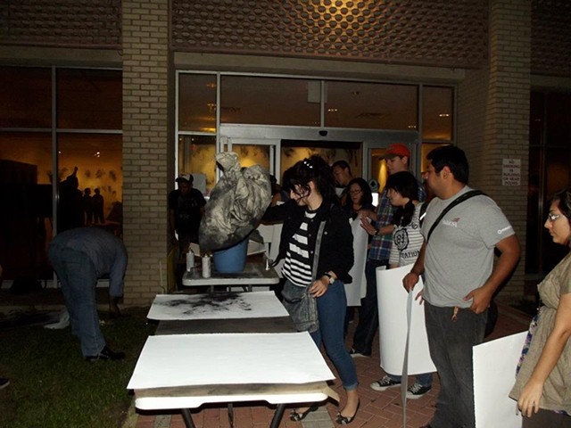 Students were invited to create their own drawings to contribute to the installation. 