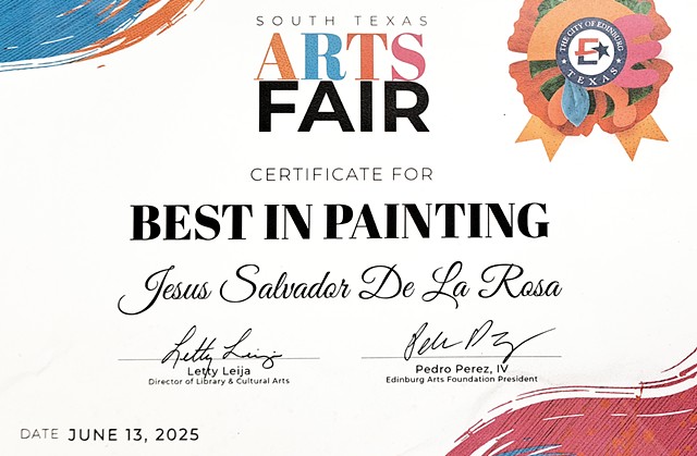 Best in Painting award at the South Texas Arts Fair