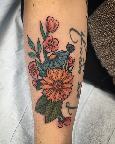 colour flower tattoo calgary, alberta