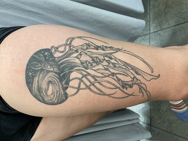Galaxy Jellyfish on thigh