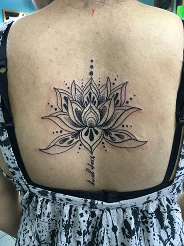 black and grey lotus flower tattoo Strange World Tattoo