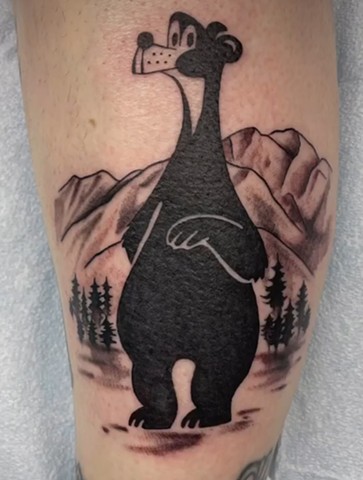 Vintage bear tattoo strange world tattoo Calgary Alberta 