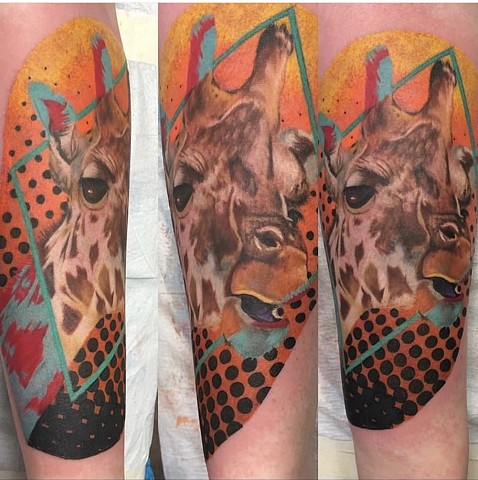 Giraffe tattoo animal tattoo strange world tattoo Calgary 