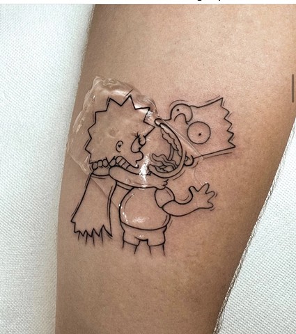 Lisa and Bart Simpson tattoo Strange World Tattoo Calgary Alberta Canada 
