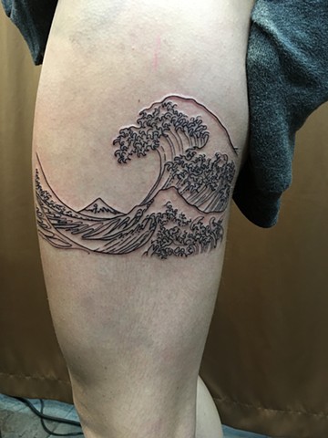 Japanese woodblock wave tattoo