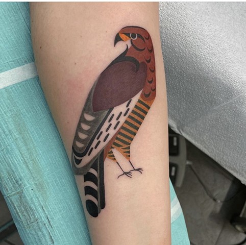 colour block bird tattoo at Strange World Tattoo Calgary, Alberta Canada