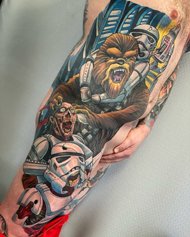 Star Wars Zombie stormtroopers chewy by Brett Schwindt at Strange World Tattoo Calgary, Canada