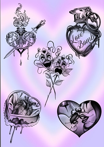 Love tattoos valentines flash strange world tattoo Calgary