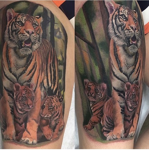 Realistic animal tattoo Calgary tiger tattoo Calgary strange world tattoo Calgary Alberta 