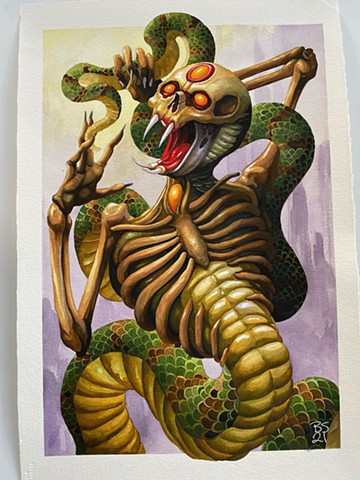 snake hybrid painting by Brett Schwindt at Strange World Tattoo Calgary, Canada