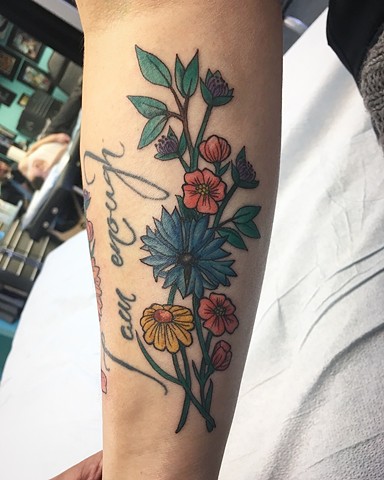colour flower tattoo calgary, alberta