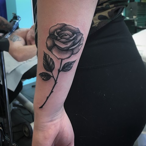 black and grey rose tattoo Calgary, Ab