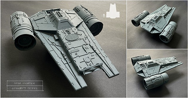 Vehicle design ::: Starfighter - [Practical model build]: styrene sheets, recycled plastic pots and lids, random Airfix greebles 