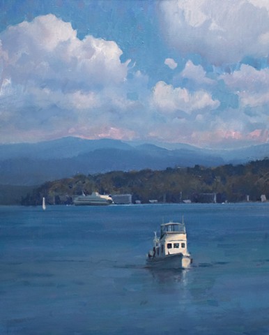 Devin Michael Roberts Art Painting Seascape  For Sale puget sound boats 